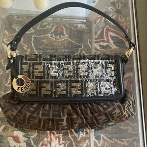 Gorgeous Vintage sequin fendi logo hobo bag